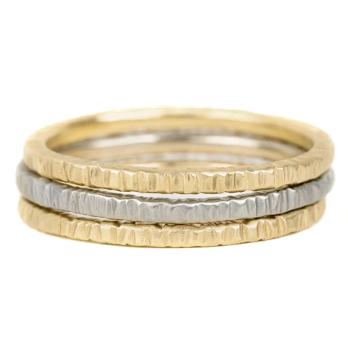 Luxe Touch Luxurious Style Aspen Wedding Stackers - 18ky Gold, 14kpw Gold