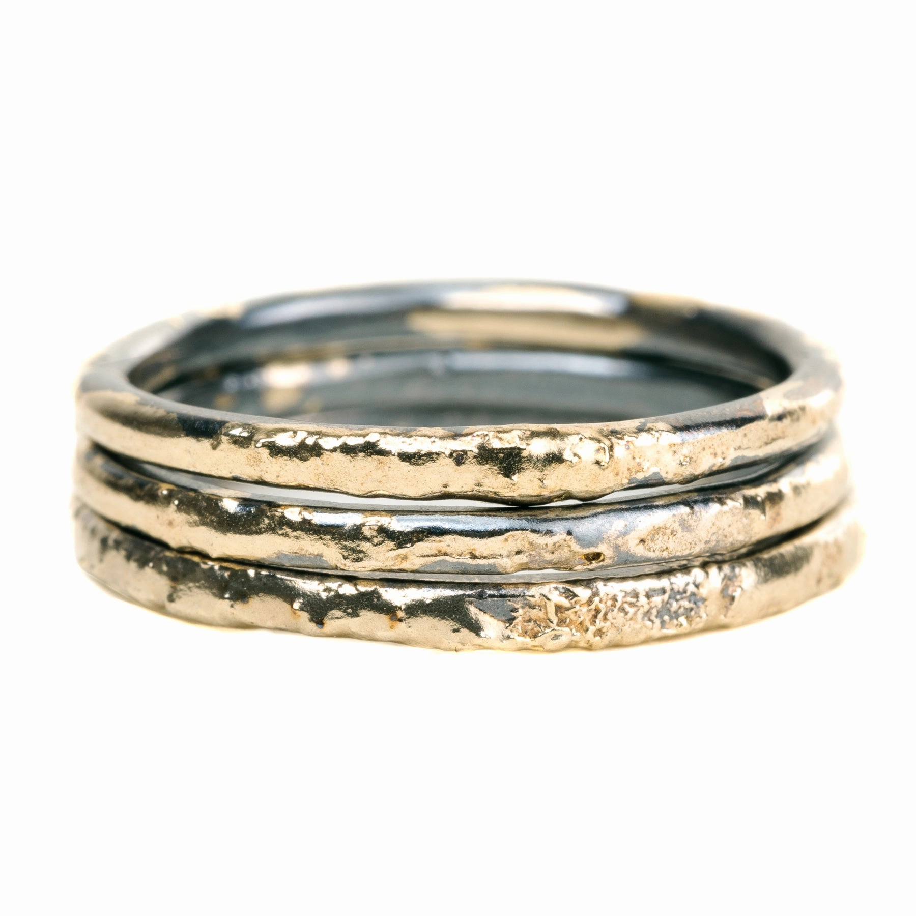 Luxury Fashion Office Vibe Radiance Fused Stackers - 18k Gold   Oxidized Argentium Silver