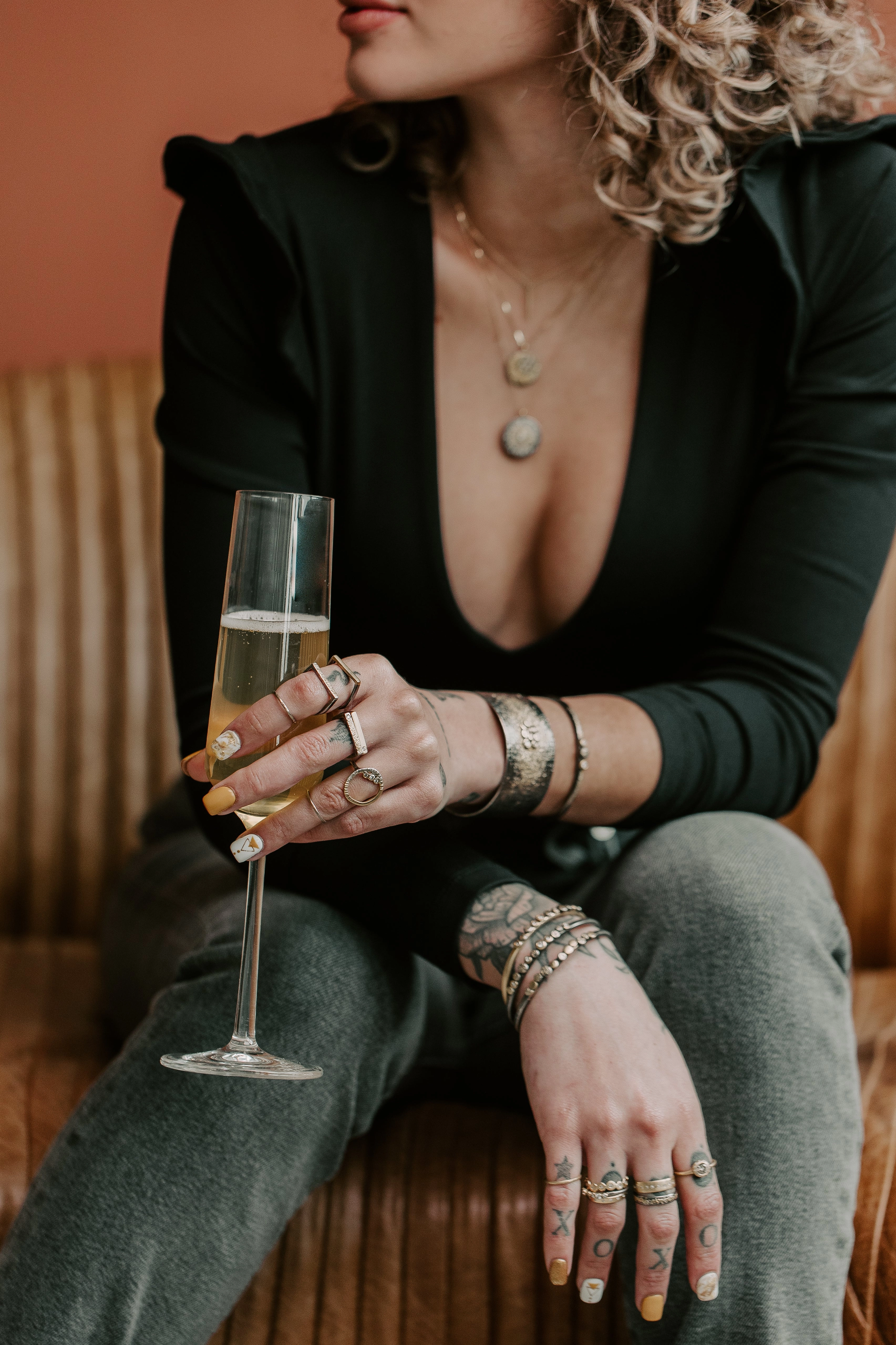 Radiance Fused Stackers - 18k Gold   Oxidized Argentium Silver Night Appeal Formal Fashion