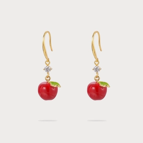 Futuristic Embellishment Shiny Item Apple Earrings