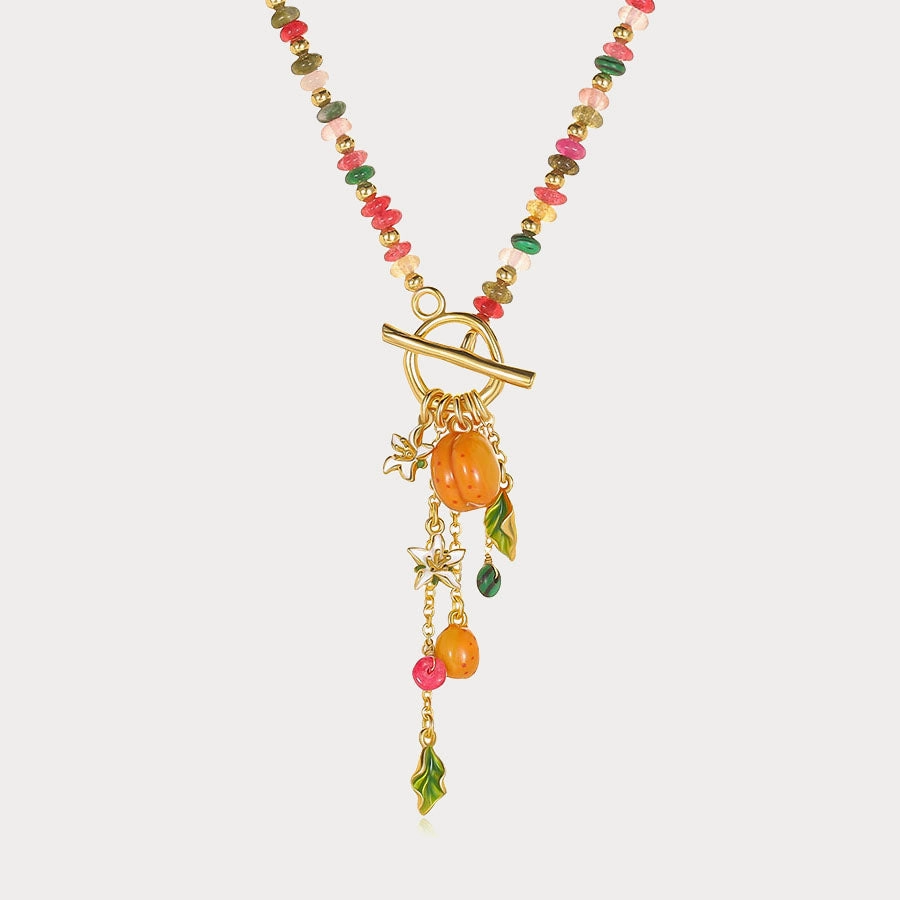 Wedding Moment Colorful Beaded Golden Plum Necklace