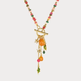 Wedding Moment Colorful Beaded Golden Plum Necklace