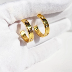 Travel Mood Studio Shot Lisette Diamond Studded C-Shape Earrings