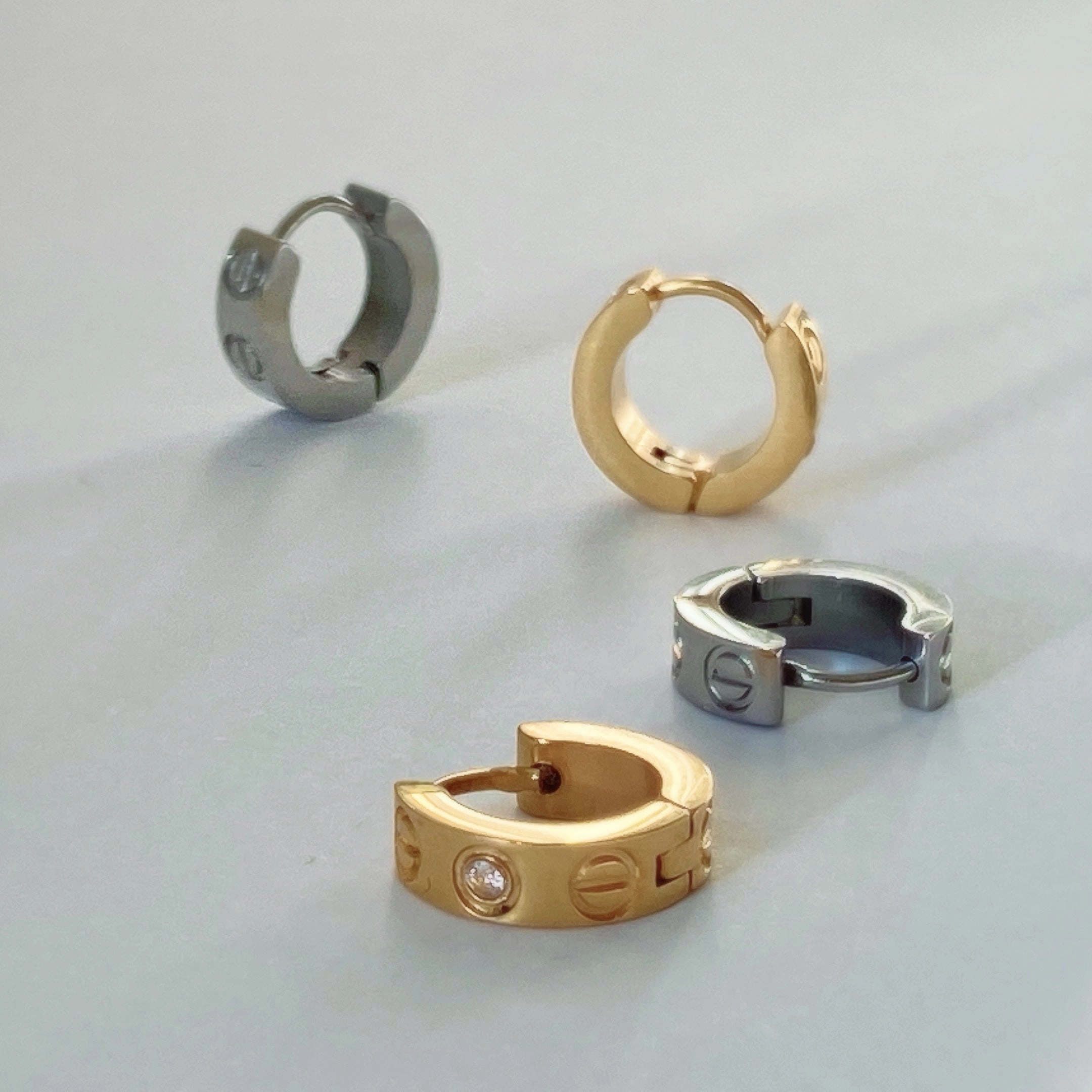 Creative Craft Gift Ready Lisette Geometric Stamped Diamond Hoops