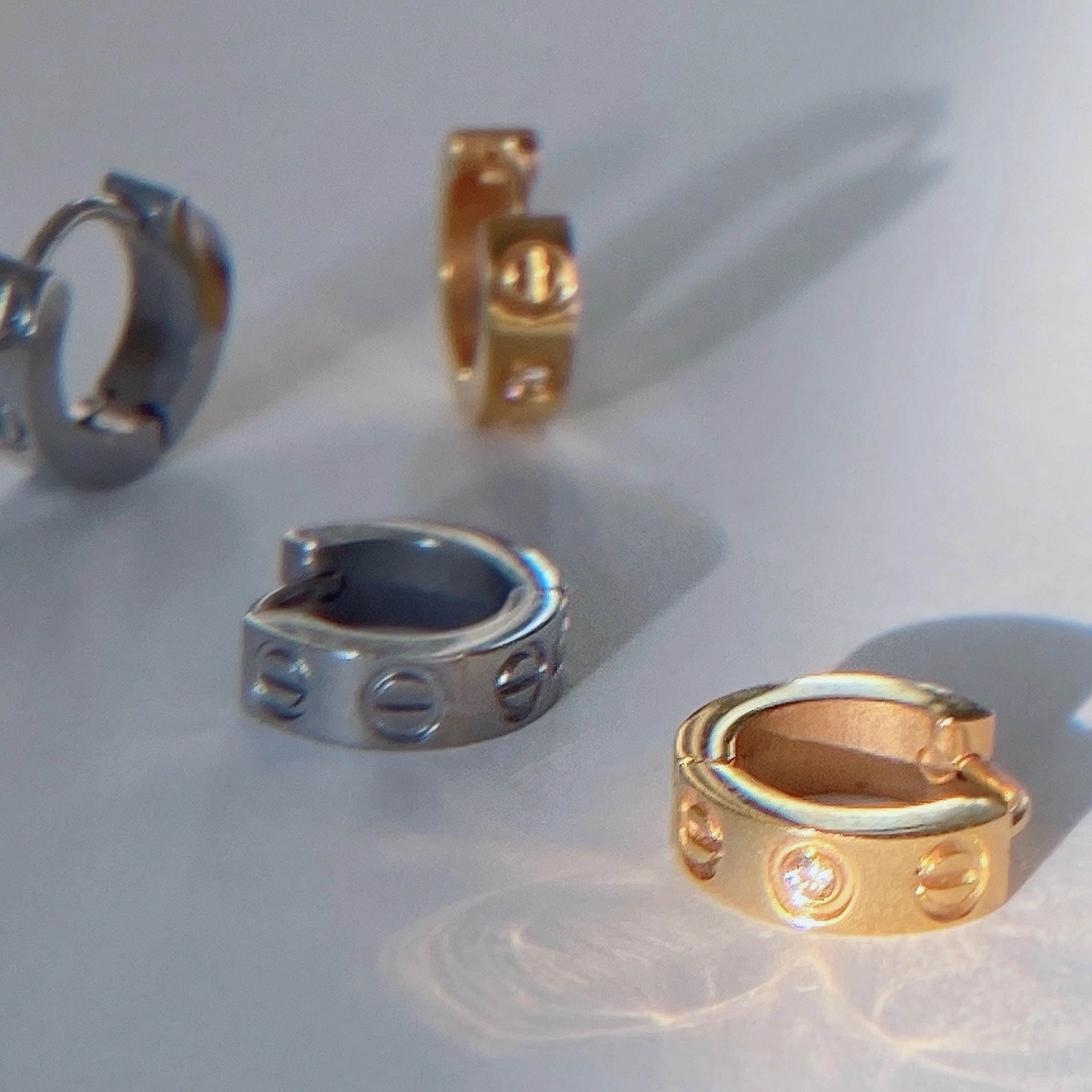 Luminous Shine Lisette Geometric Stamped Diamond Hoops