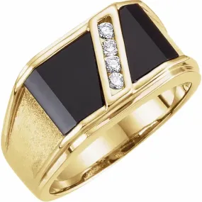Lively Present 14K Yellow Onyx & 1/8 CTW Diamond Bezel-Set Ring