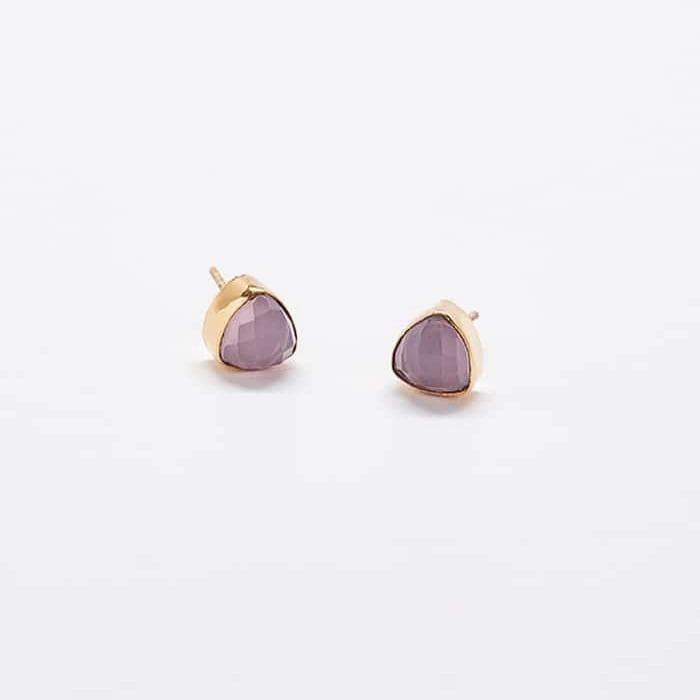 premium design Office Accent Rose Quartz Gold Triangle Studs