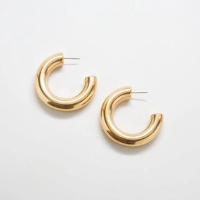 Gleaming Touch Gold Medium Chunky Hoop Earrings