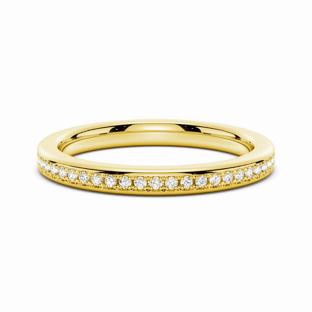 City Look Crisp Style Half Eternity Round Cut Moissanite Classic Wedding Band