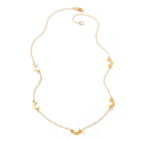 Boho Style Exquisite Present Lunetta Necklace with Tiny Moon Charms - ROSE GOLD SALE