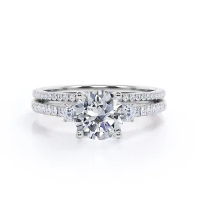 Shiny Layer Certified 1.75 CT Round Lab Diamond with Semi Eternity Pave Bridal Set