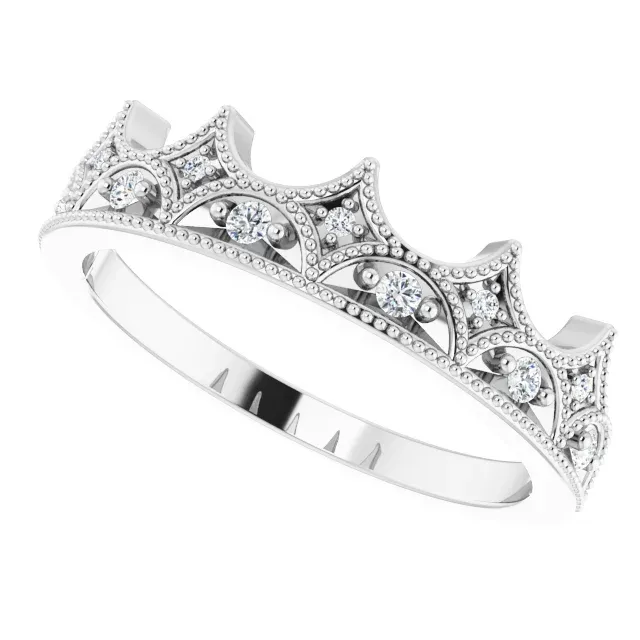 Pure Form 14K White 1/8 CTW Diamond Crown Ring