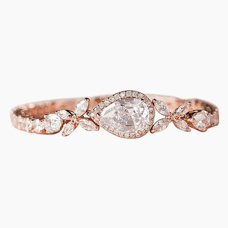 Cubic Zirconia Teardrop Tennis Bracelets Polished Look Rich Shine