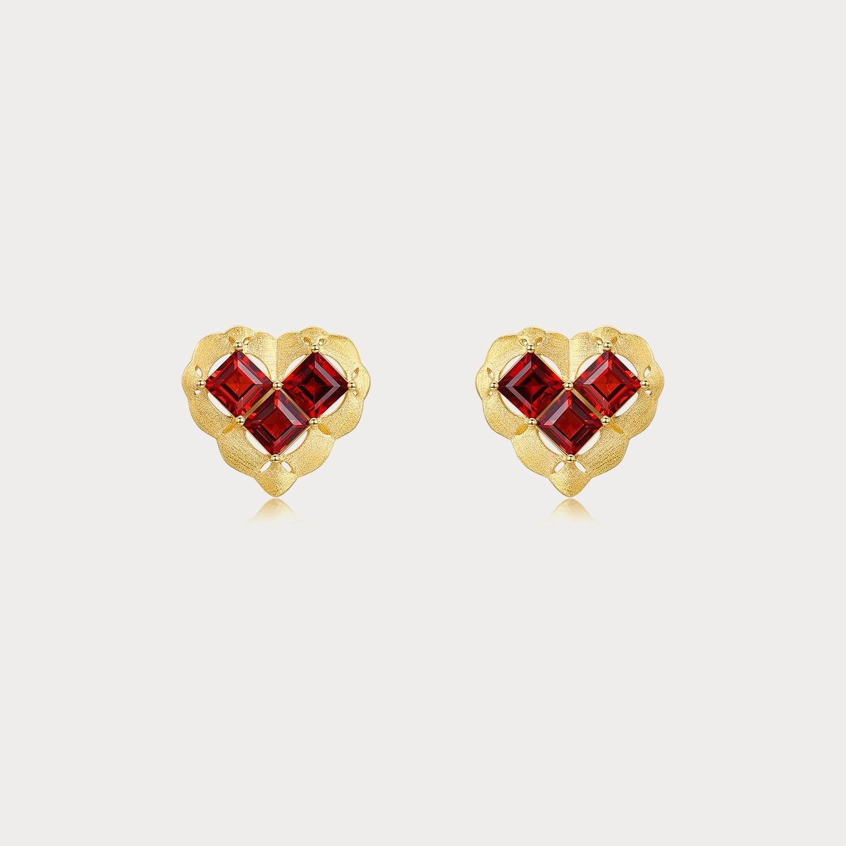 Heart Garnet Earrings Gleaming Feature
