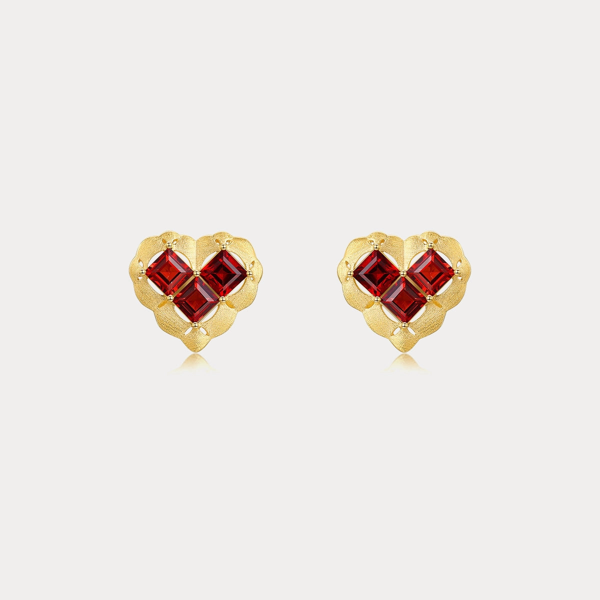 Heart Garnet Earrings Classic Look Sophisticated Choice