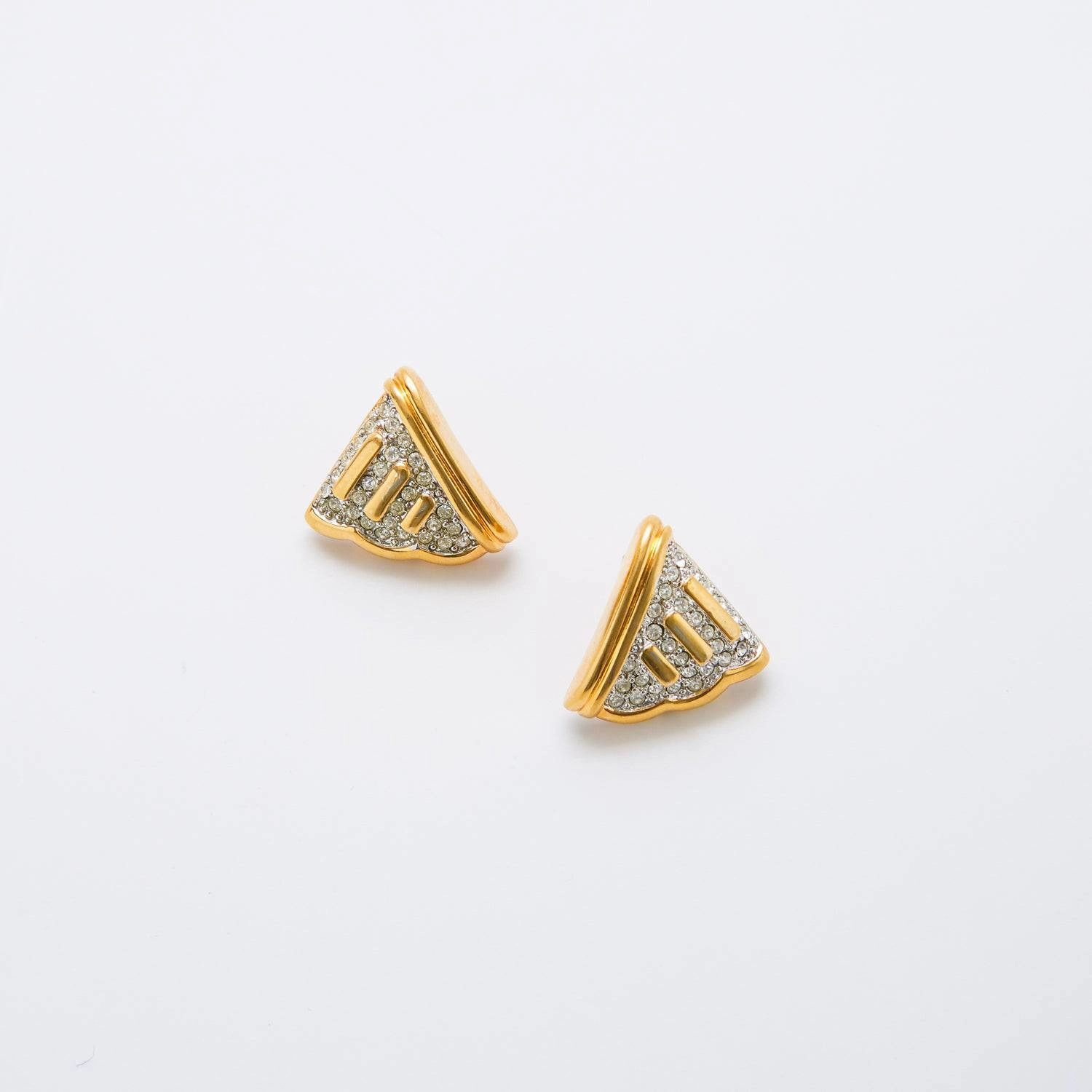 Vintage Monet Pav?? Triangle Studs Shiny Jewelry Touch