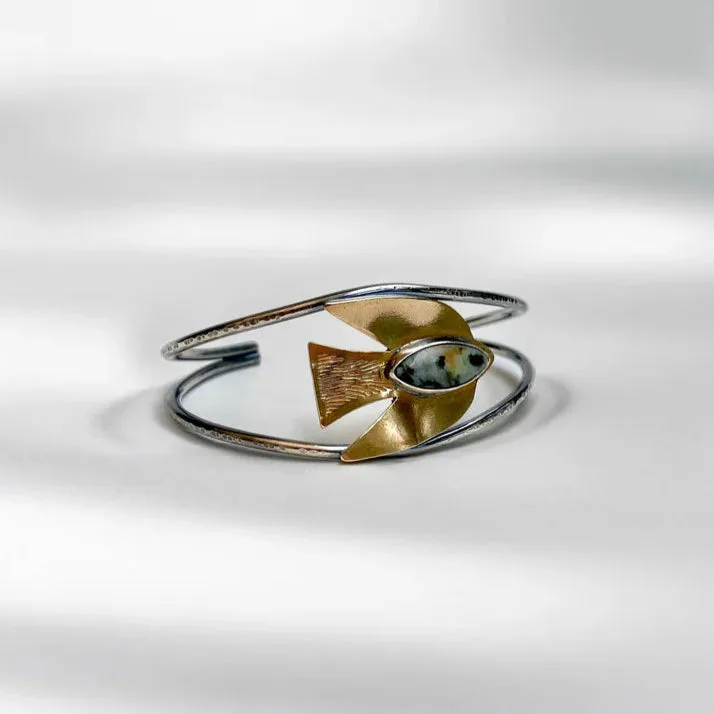 Polished Accessory Paloma Cuff - African Turquoise, Brass   Sterling Silver