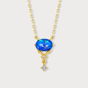 Blue Opal Necklace Unique Element Flirty Look