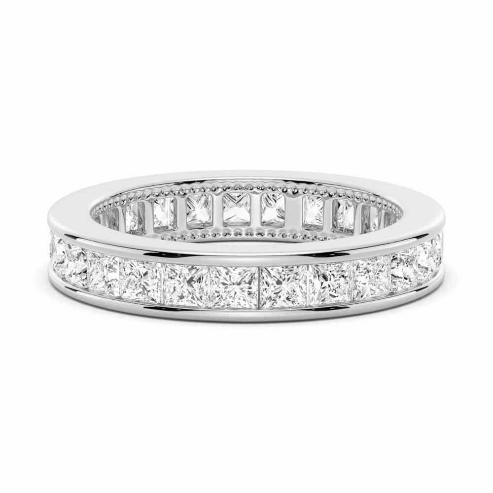 Enchanted Edge Personalized Gift 2.48 CT. Channel Set Princess Cut Moissanite Eternity Wedding Band