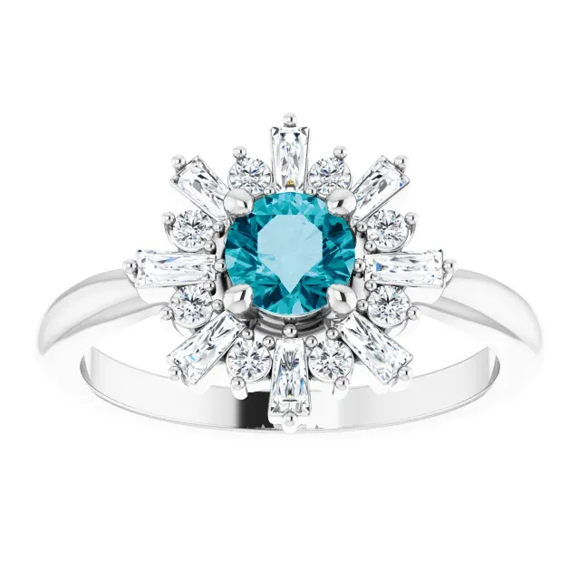 Modern Simplicity Ready to Wear 14K White London Blue Topaz & 3/8 CTW Ring
