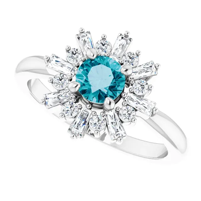Modern Geometry 14K White London Blue Topaz & 3/8 CTW Ring