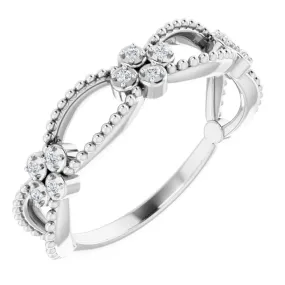 Chic Set 14K White .06 CTW Diamond Stackable Beaded Ring