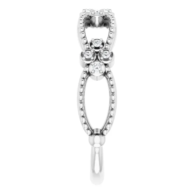 Delicate Style Affordable Design 14K White .06 CTW Diamond Stackable Beaded Ring