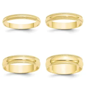 14K Solid Yellow Gold 3mm 4mm 5mm 6mm Milgrain Men's and Women's Wedding Band Ring Sizes 4-14. Engagement Anniversary Midi Ring Lux Appeal