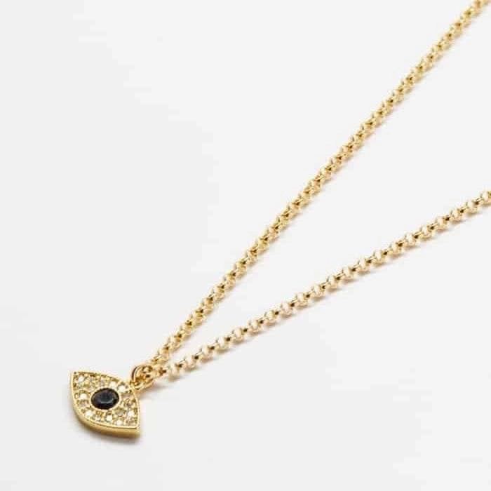Pave Evil Eye Gold Necklace Timeless Set