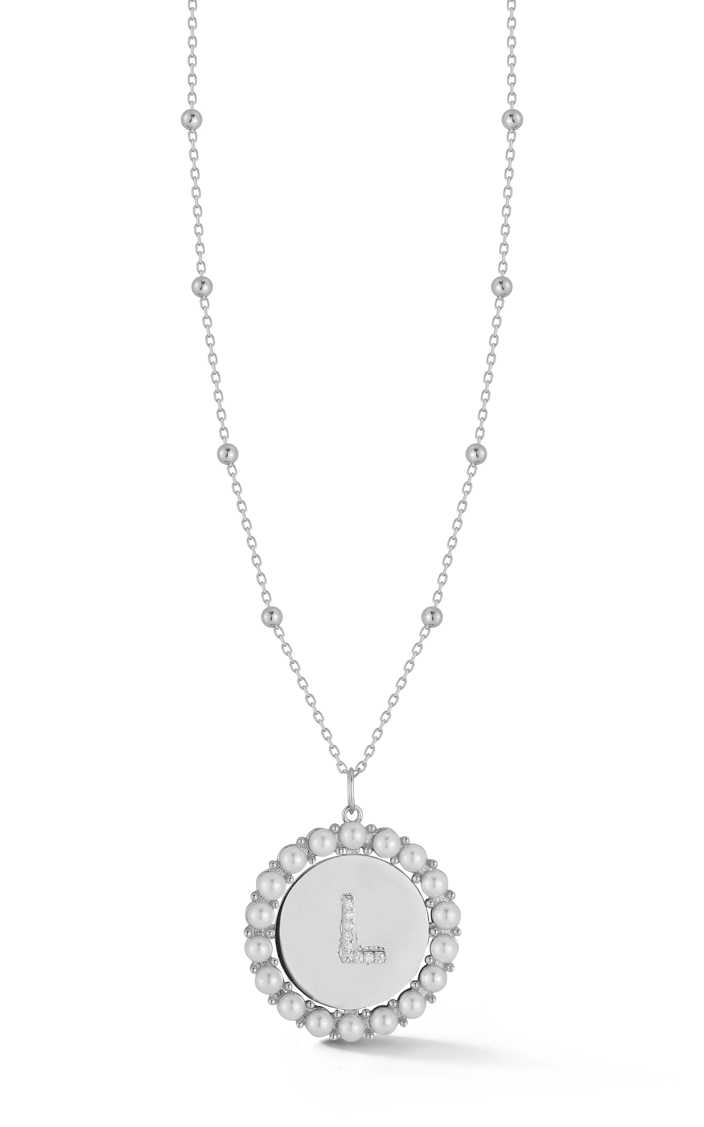Initial Pearl Disk Necklace Natural Finish Luxury Accessory