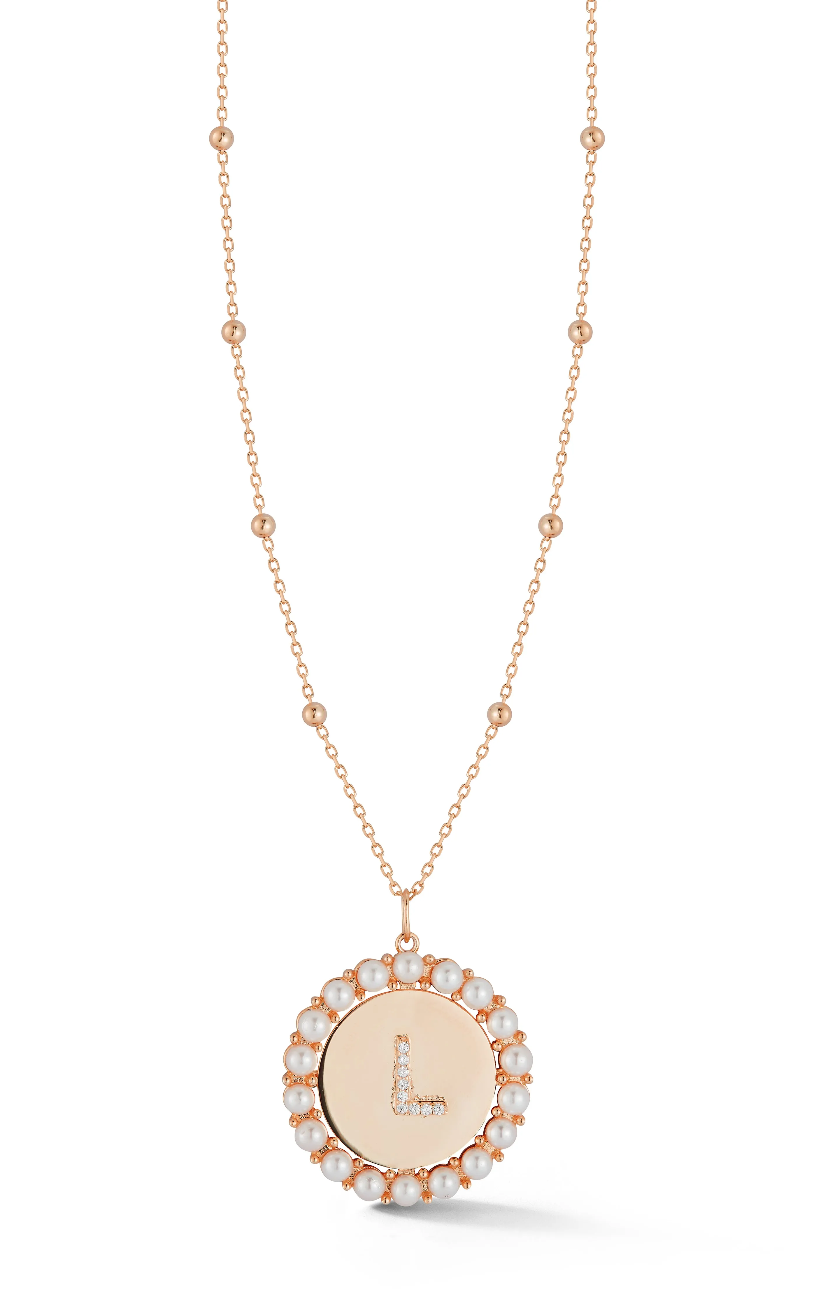 Vivid Accent Luxe Glow Initial Pearl Disk Necklace