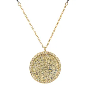 Refined Quality Sol Burst Necklace  - 22k/18k Gold, Oxidized Silver   Reclaimed Diamonds