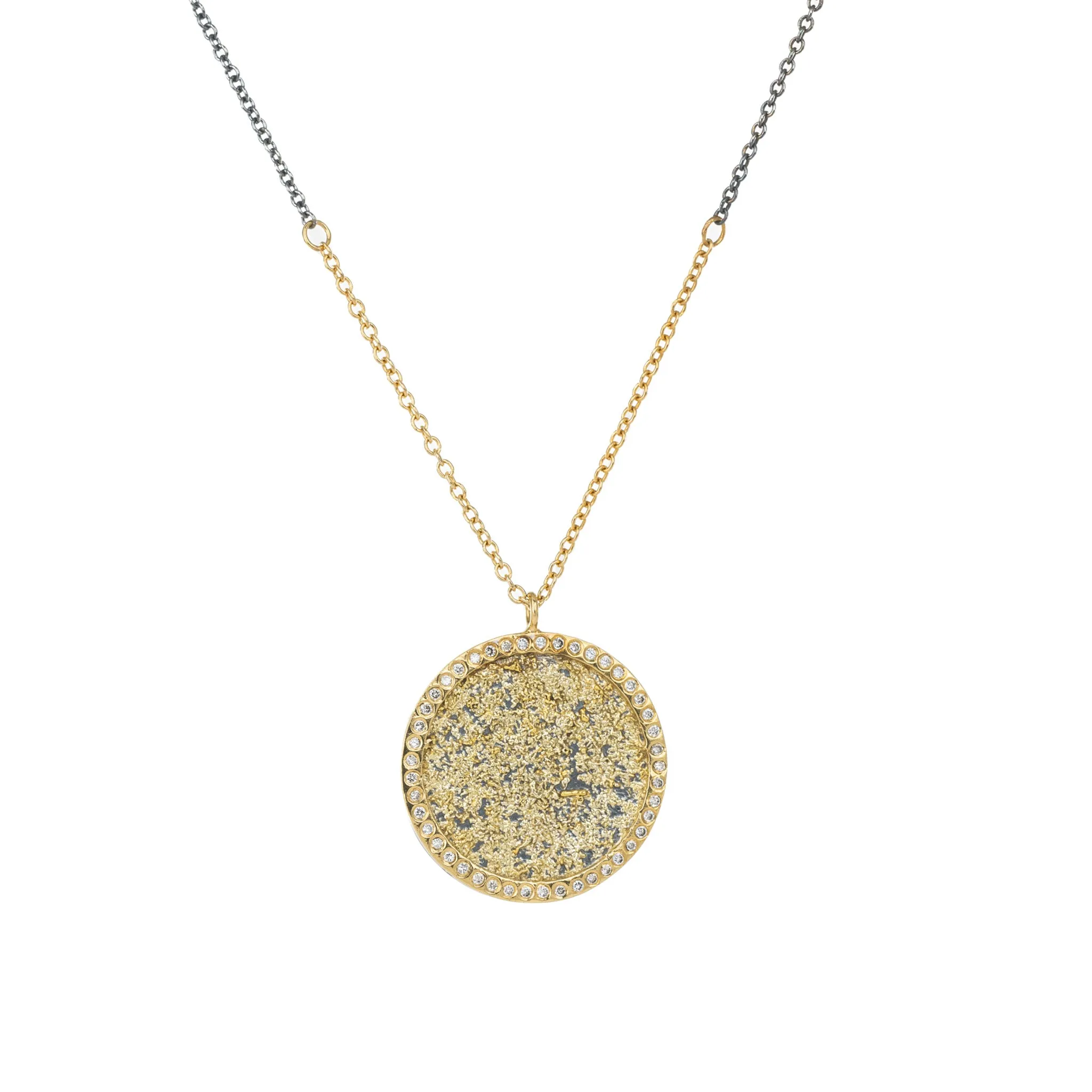 Sol Burst Necklace  - 22k/18k Gold, Oxidized Silver   Reclaimed Diamonds spring fashion Night Style