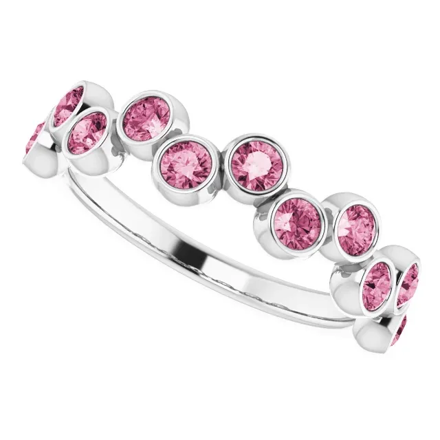Sturdy Statement 14K White Pink Tourmaline Bezel-Set Ring