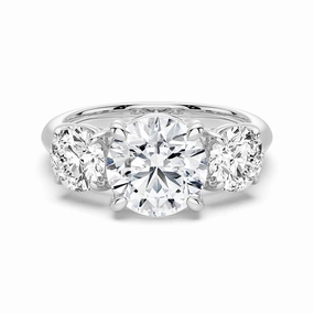 Round Cut Three Stone Moissanite Engagement Ring Custom Jewelry Design