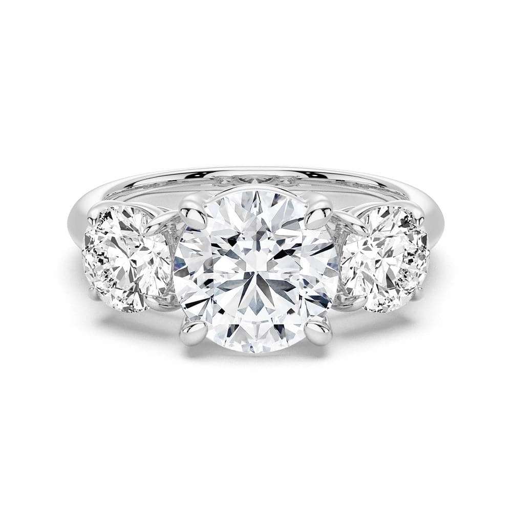 Round Cut Three Stone Moissanite Engagement Ring Stylish Fashion