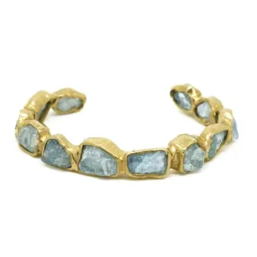 Slim Seafaring Cuff - Brass   Aquamarine Sparkle Vibe Timeless Glow