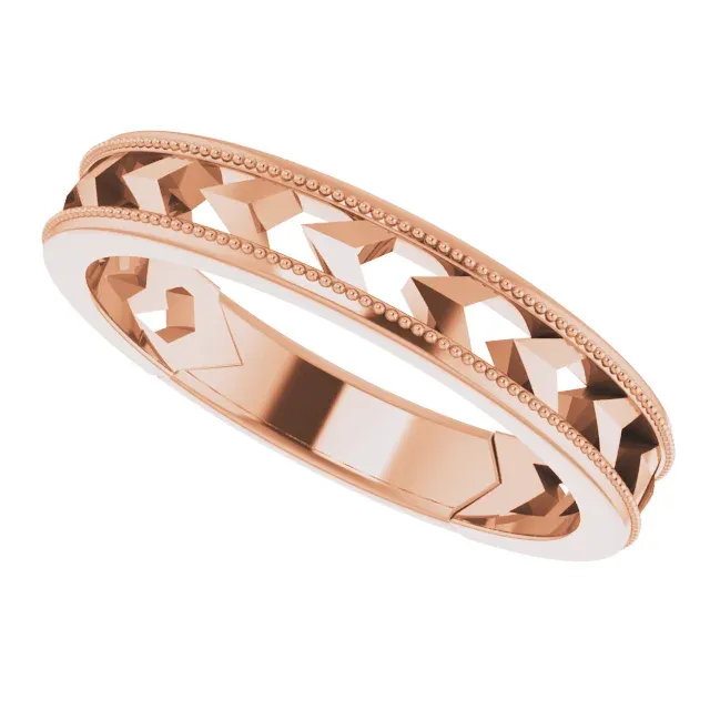 Simple Art Bridal Set 14K Rose Geometric Stackable Ring
