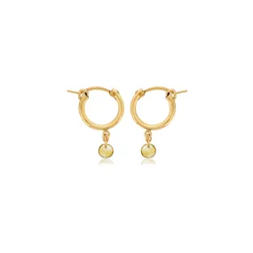 Dee Berkley Round Shape Citrine Small Hoop Earrings in Yellow Gold Filled Captivating Piece