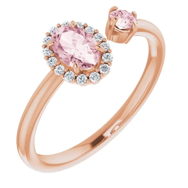 Contemporary Style Lucky Charm 14K White Morganite & 1/6 CTW Diamond Halo-Style Ring