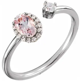 Lightweight Expression Durable product 14K White Morganite & 1/6 CTW Diamond Halo-Style Ring