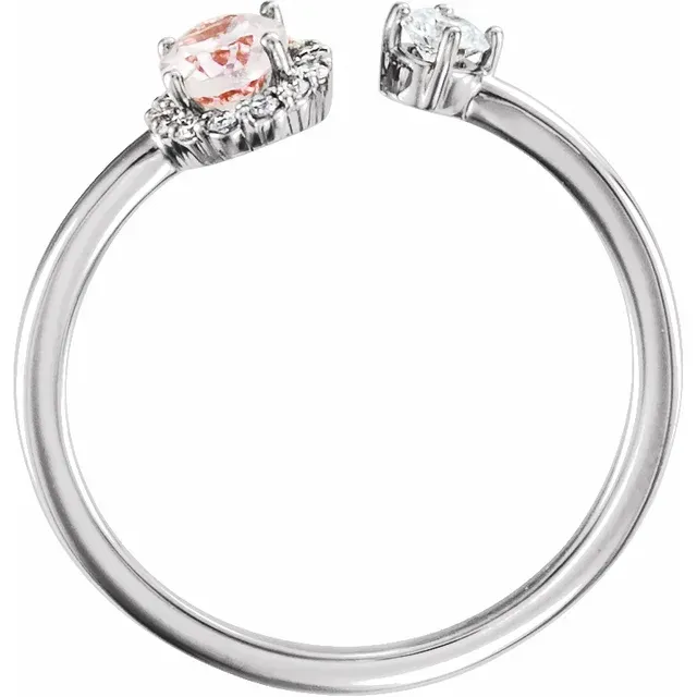 Budget Expression Refined Look 14K White Morganite & 1/6 CTW Diamond Halo-Style Ring