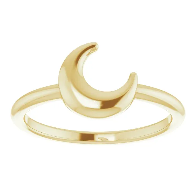 High-End Decoration Wedding Gift 14K Yellow Crescent Moon Ring