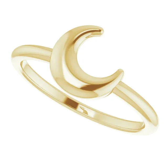 Timeless Harmony 14K Yellow Crescent Moon Ring