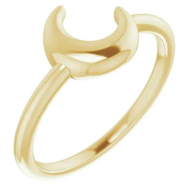 Celebration Jewelry Luxurious design 14K Yellow Crescent Moon Ring