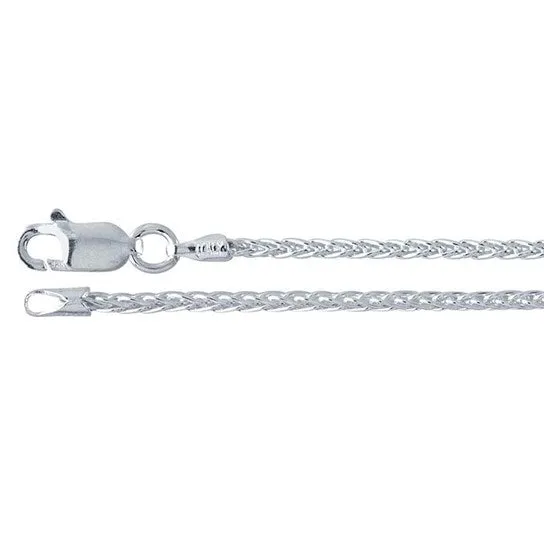 Sterling Silver 1.6mm Round Wheat Chain - 20" Lush Accent Event Glow