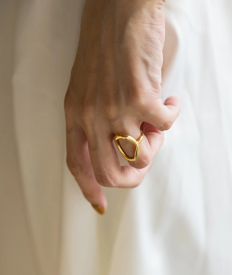 fashion charm Venus Abstract Oval Open Ring 18K Gold & Silver