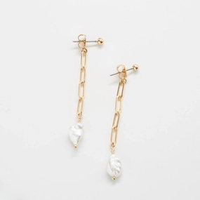 Layered Mood Precious Design Gold Pearl Chain Jacket Earrings