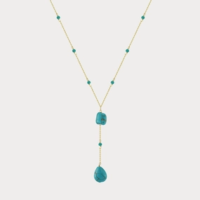 Understated Shine Charming Edge Turquoise Cascade Y Necklace