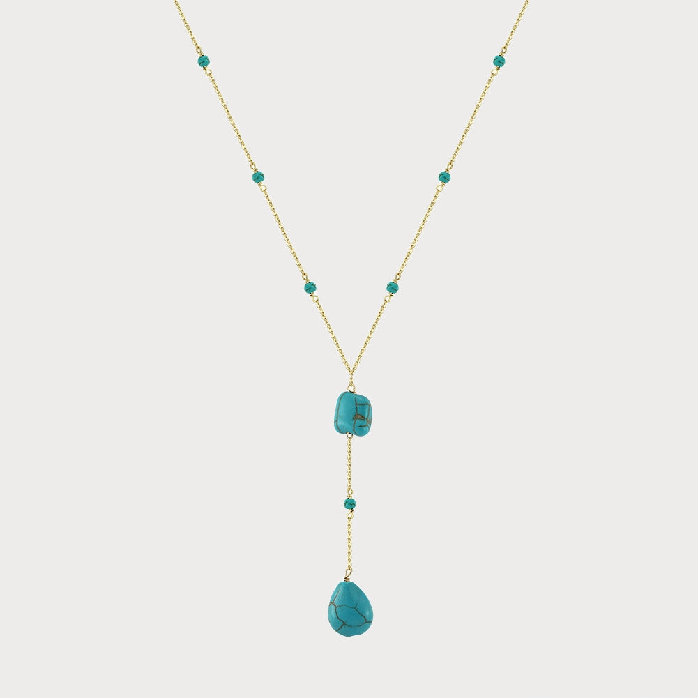 Understated Shine Charming Edge Turquoise Cascade Y Necklace